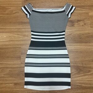 Charlotte Russe - Women's Black and White Bodycon Mini Dress - Size S